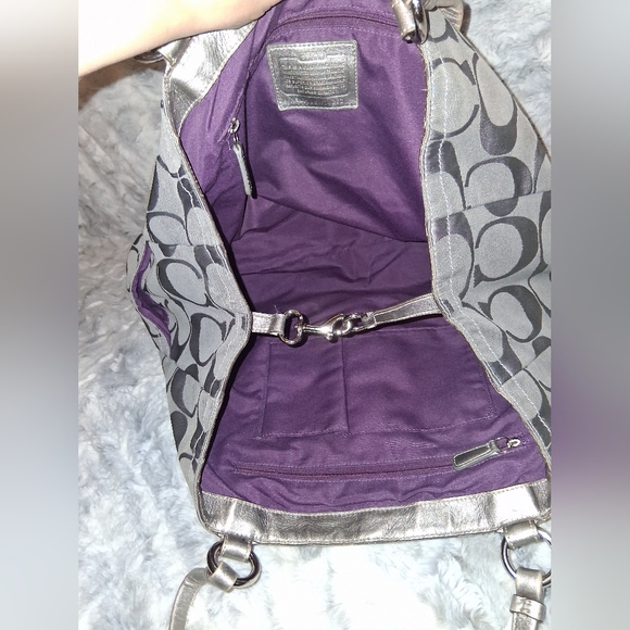 Gray/silver Kissing C Coach Satchel - Picture 13 of 13